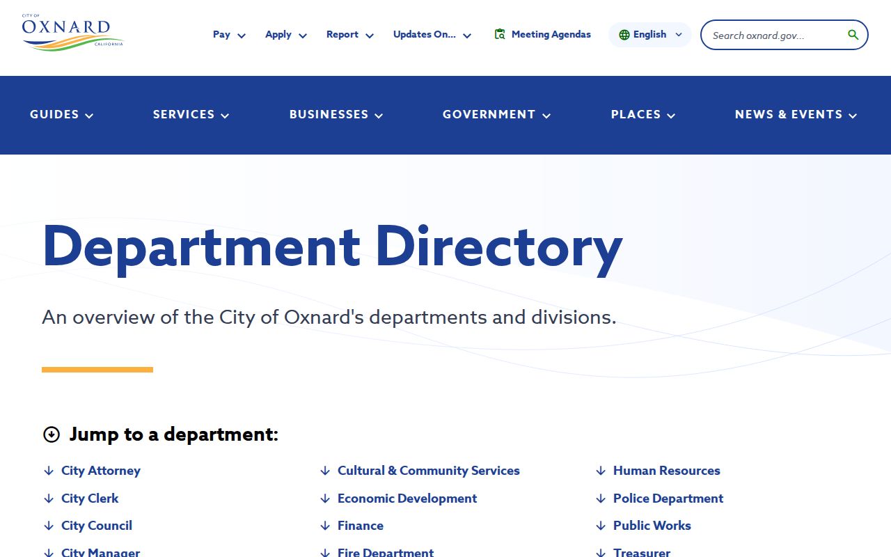 Oxnard people search city department directory