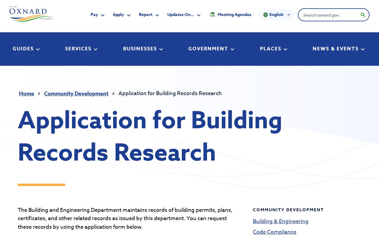 Oxnard people search building records research form
