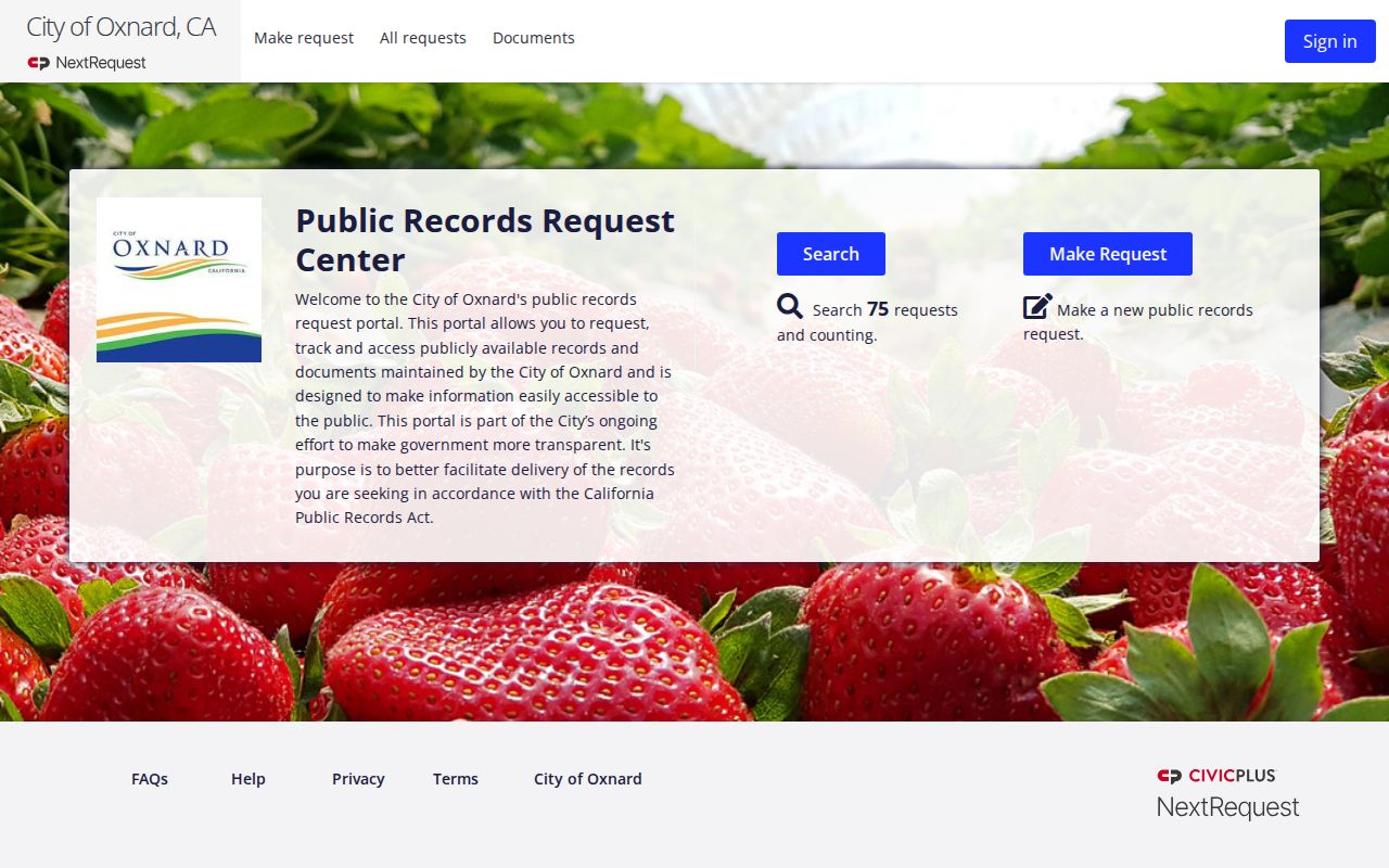 Oxnard people search city public records request portal