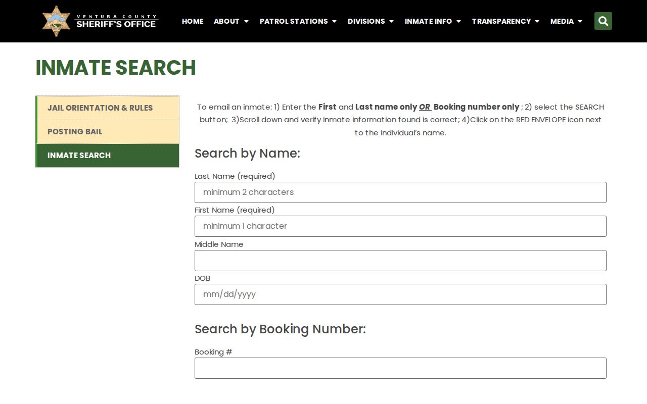 Oxnard public records lookup in the Ventura Sheriff inmate search