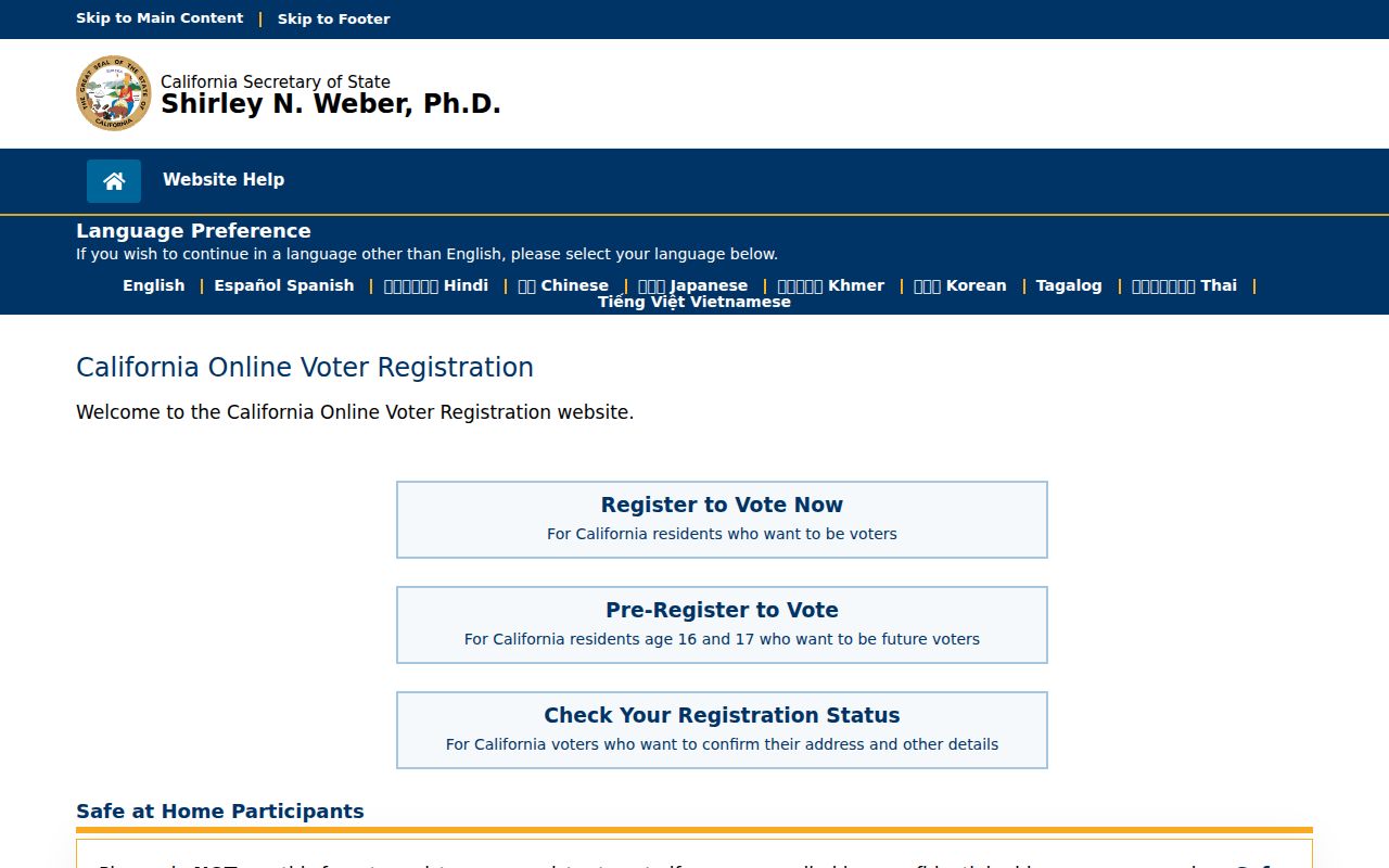 Oxnard voter records status lookup on California portal